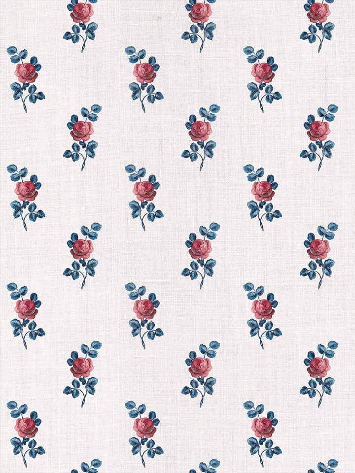 'Corsage' Linen Fabric by Clare V. - Rouge Blue