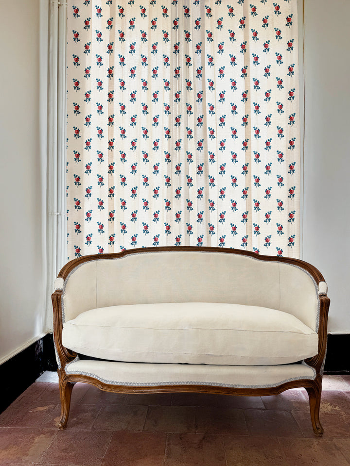 'Corsage' Linen Fabric by Clare V. - Rouge Blue