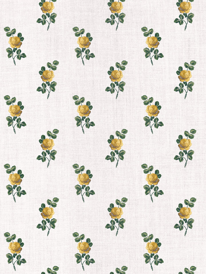 'Corsage' Linen Fabric by Clare V. - Yellow Green