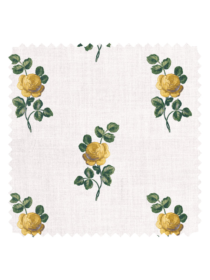 'Corsage' Linen Fabric by Clare V. - Yellow Green