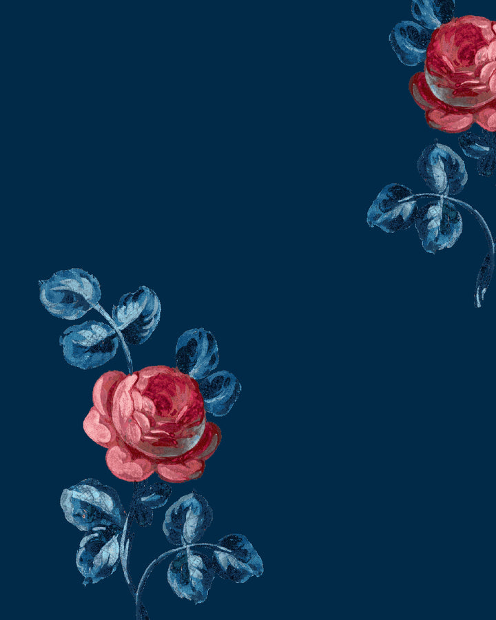 'Corsage' Wallpaper by Clare V. - Navy Rose