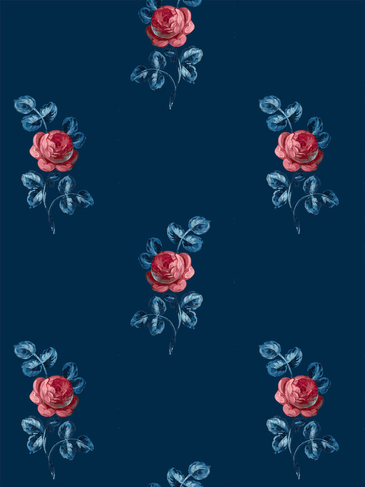 'Corsage' Wallpaper by Clare V. - Navy Rose