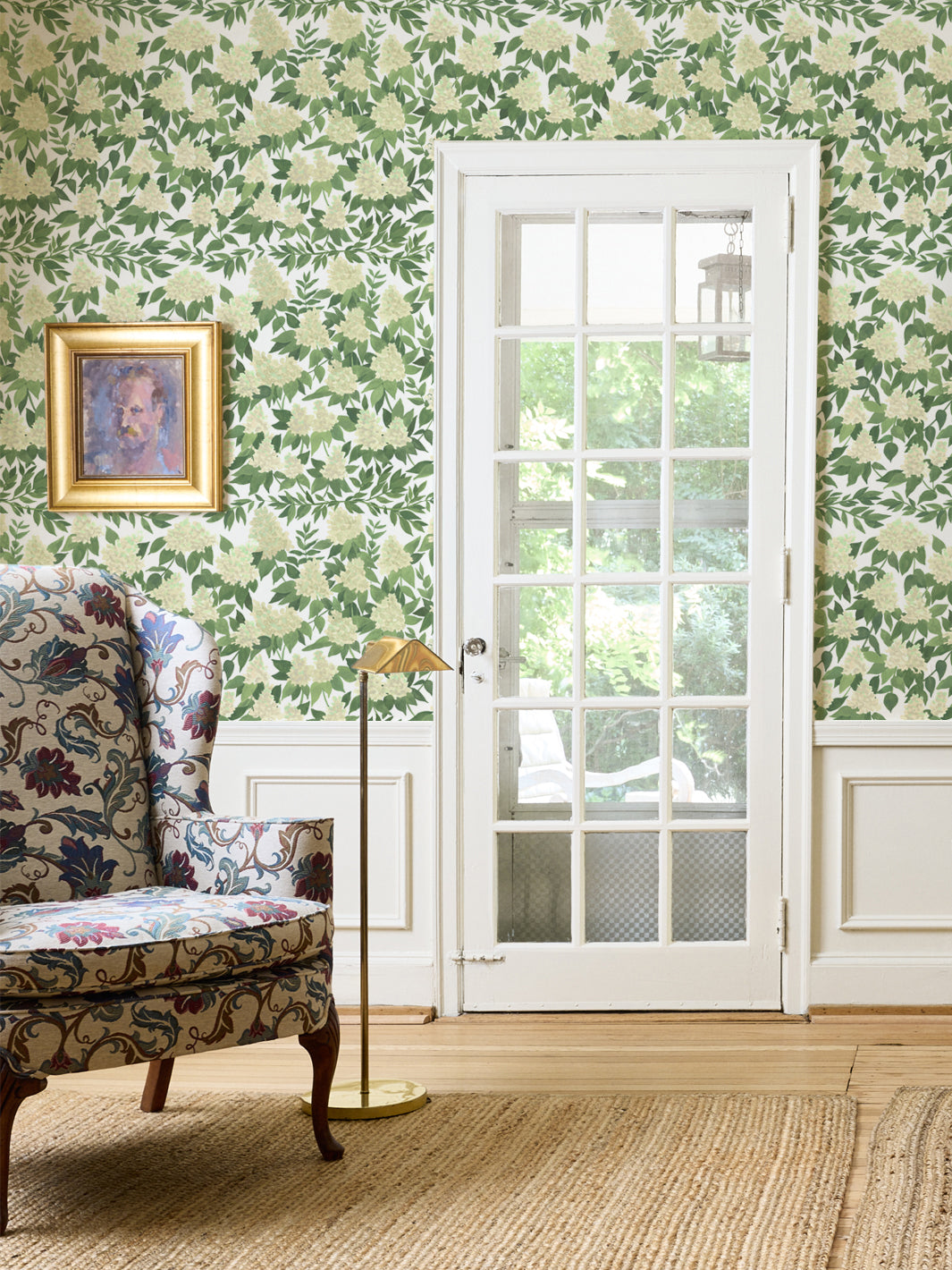 'Cottage Bloom' Wallpaper in Limelight - Room Scene