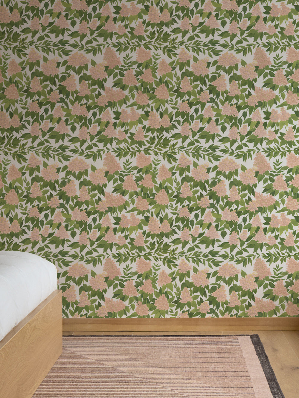 'Cottage Bloom' Wallpaper in Peach - Room Scene