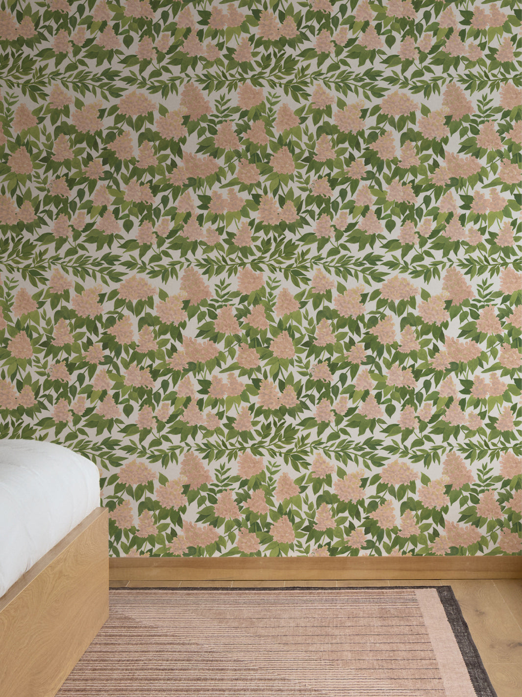 'Cottage Bloom' Wallpaper in Peach - Room Scene