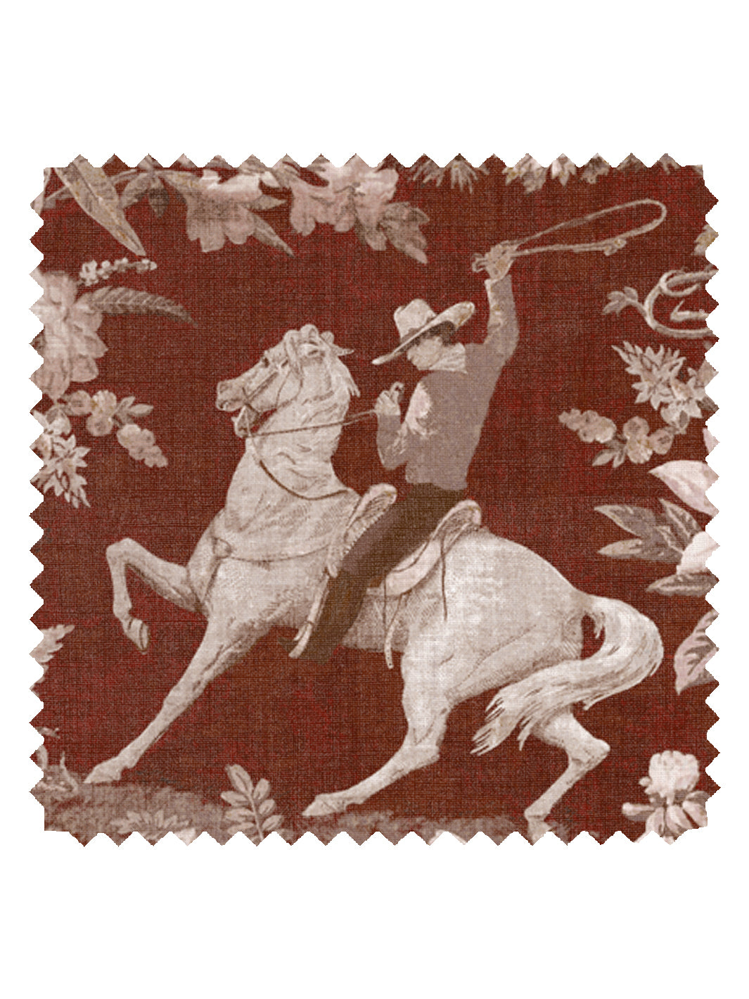 'Cowboy Toile' Linen Fabric by Nathan Turner - Antique Red