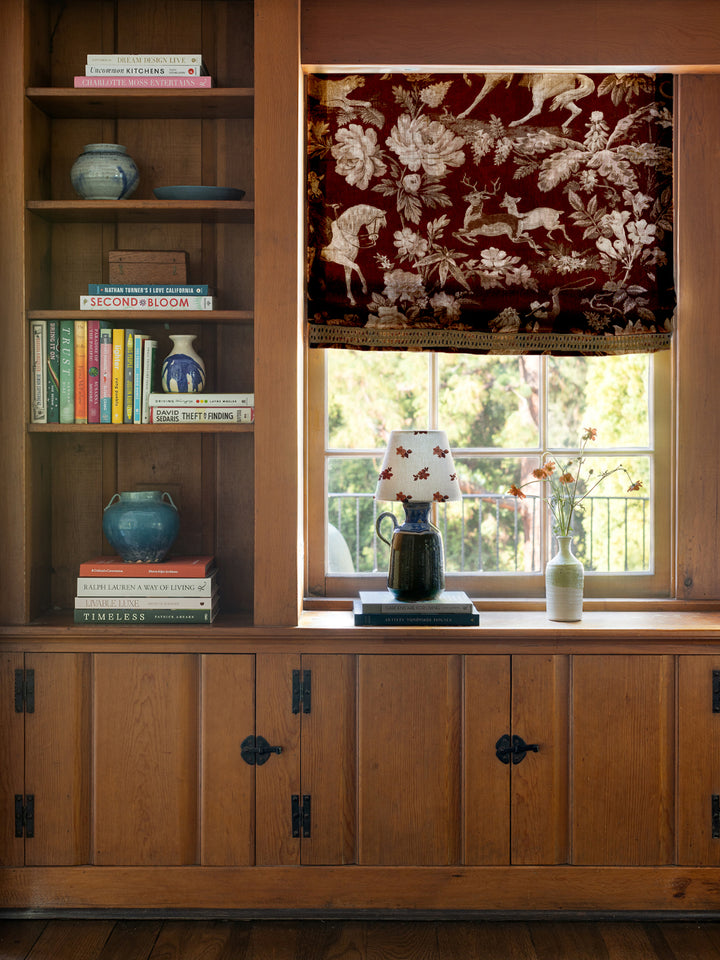 'Cowboy Toile' Linen Fabric by Nathan Turner - Antique Red