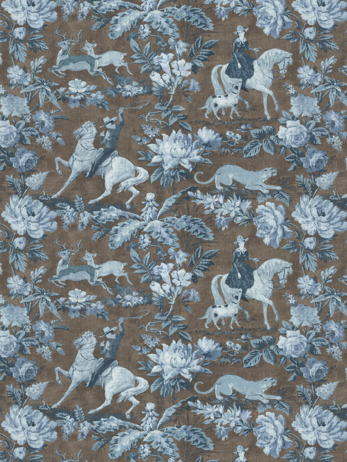 'Cowboy Toile' Wallpaper by Nathan Turner - Blue Brown
