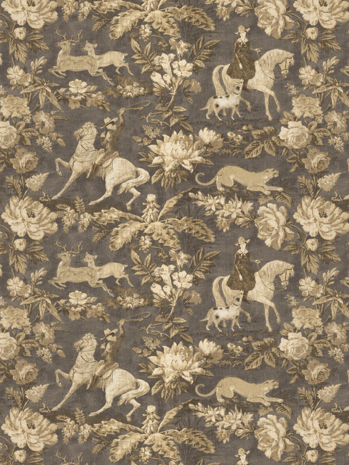 'Cowboy Toile' Wallpaper by Nathan Turner - Gold Brown