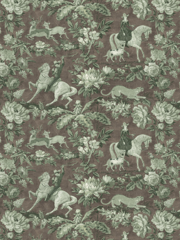 'Cowboy Toile' Wallpaper by Nathan Turner - Moss Brown