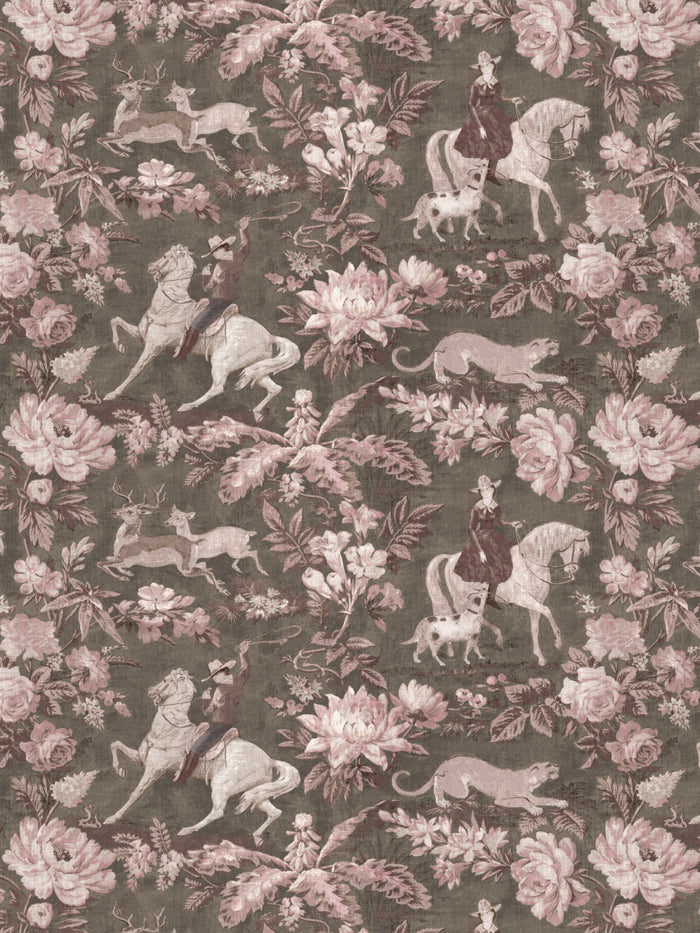 'Cowboy Toile' Wallpaper by Nathan Turner - Pink Brown