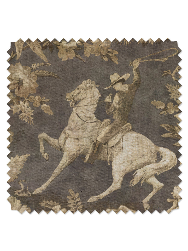 Cowboy Toile' Linen Fabric by Nathan Turner - Gold Brown