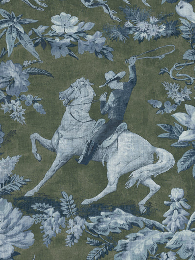 'Cowboy Toile' Wallpaper by Nathan Turner - Army Green