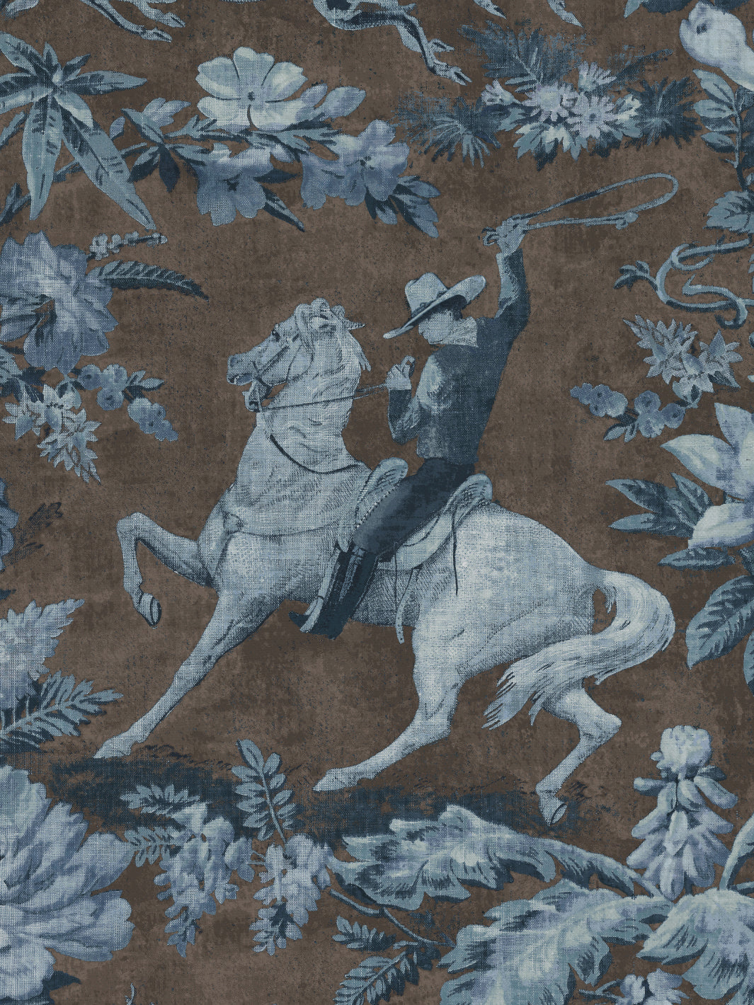 'Cowboy Toile' Wallpaper by Nathan Turner - Blue Brown