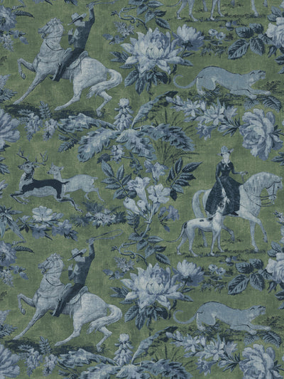 'Cowboy Toile' Wallpaper by Nathan Turner - Green Blue