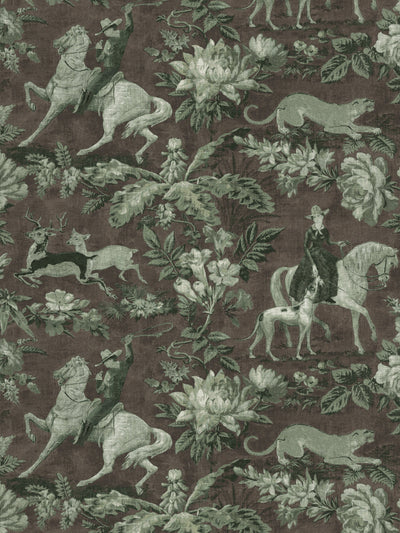 'Cowboy Toile' Wallpaper by Nathan Turner - Moss Brown