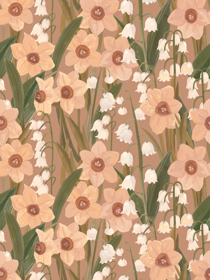 'Daffodil Field' Wallpaper in Camel - Design Pattern