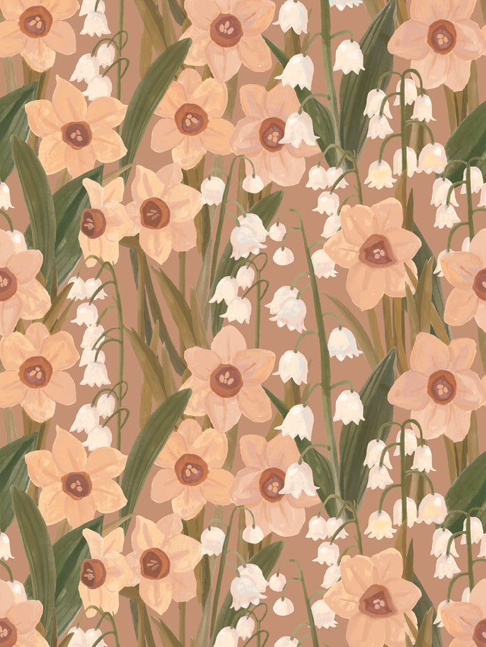 'Daffodil Field' Wallpaper by Wallshoppe - Camel