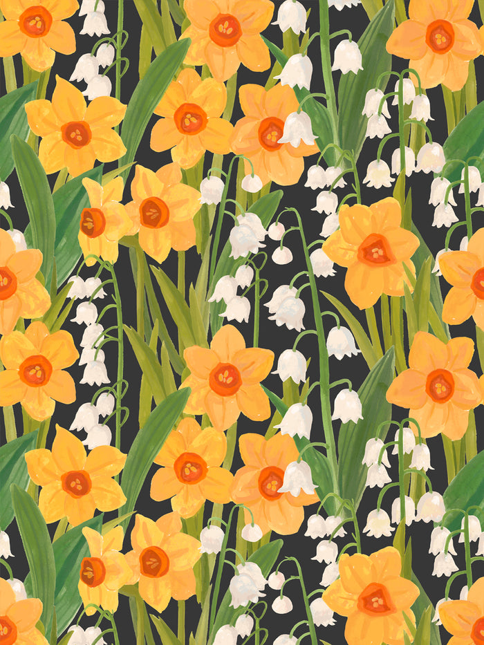'Daffodil Field' Wallpaper by Wallshoppe - Slate