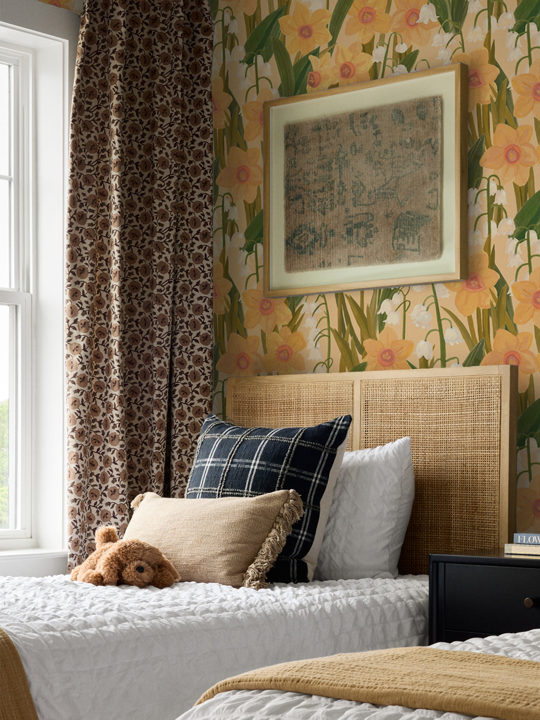 'Daffodil Field' Wallpaper in Soft Yellow - Room Scene