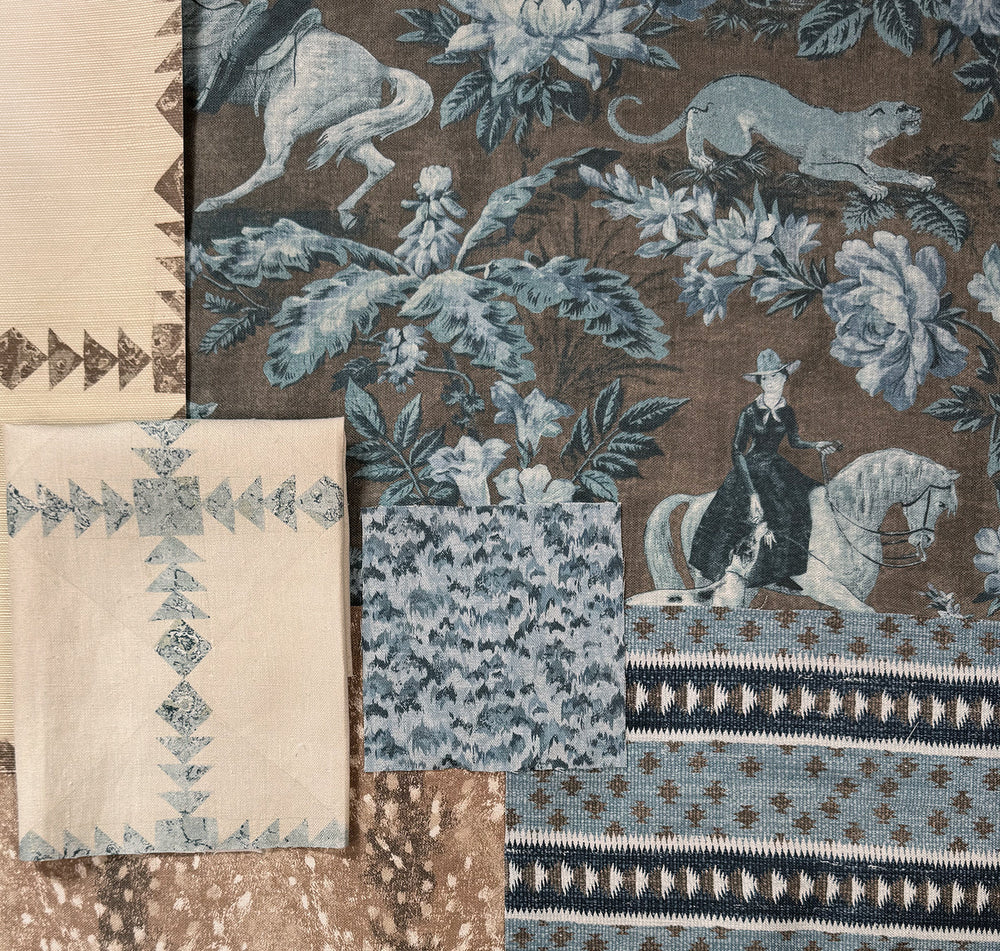 deer linen fabric by nathan turner brown