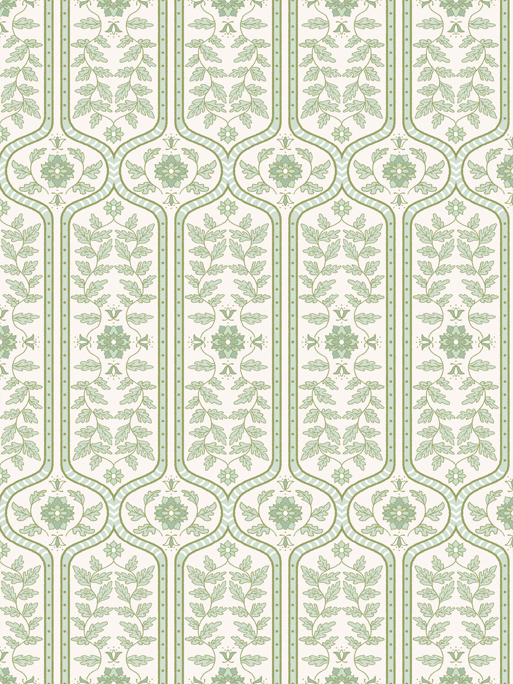 'Delilah' Wallpaper by Wallshoppe - Almond Mint - Design