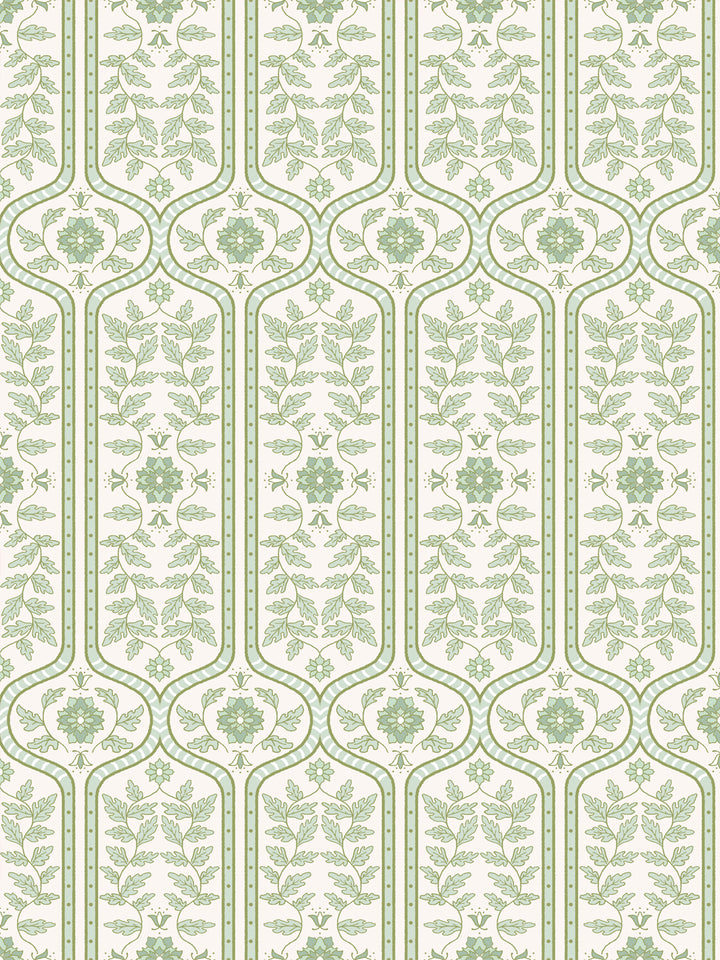 'Delilah' Wallpaper by Wallshoppe - Almond Mint - Design