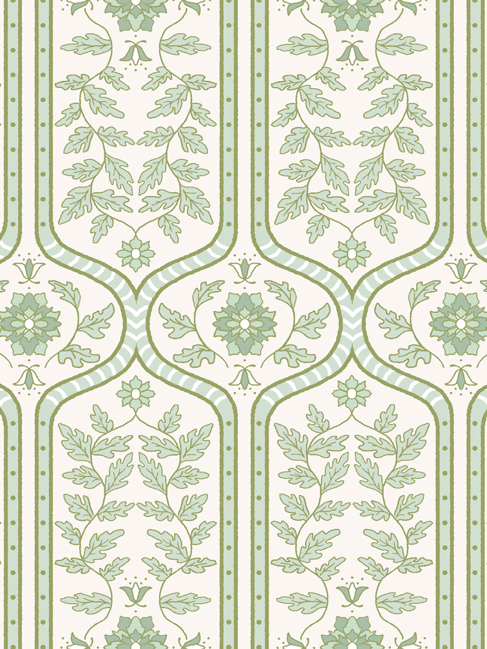 'Delilah' Wallpaper by Wallshoppe - Almond Mint - Detail
