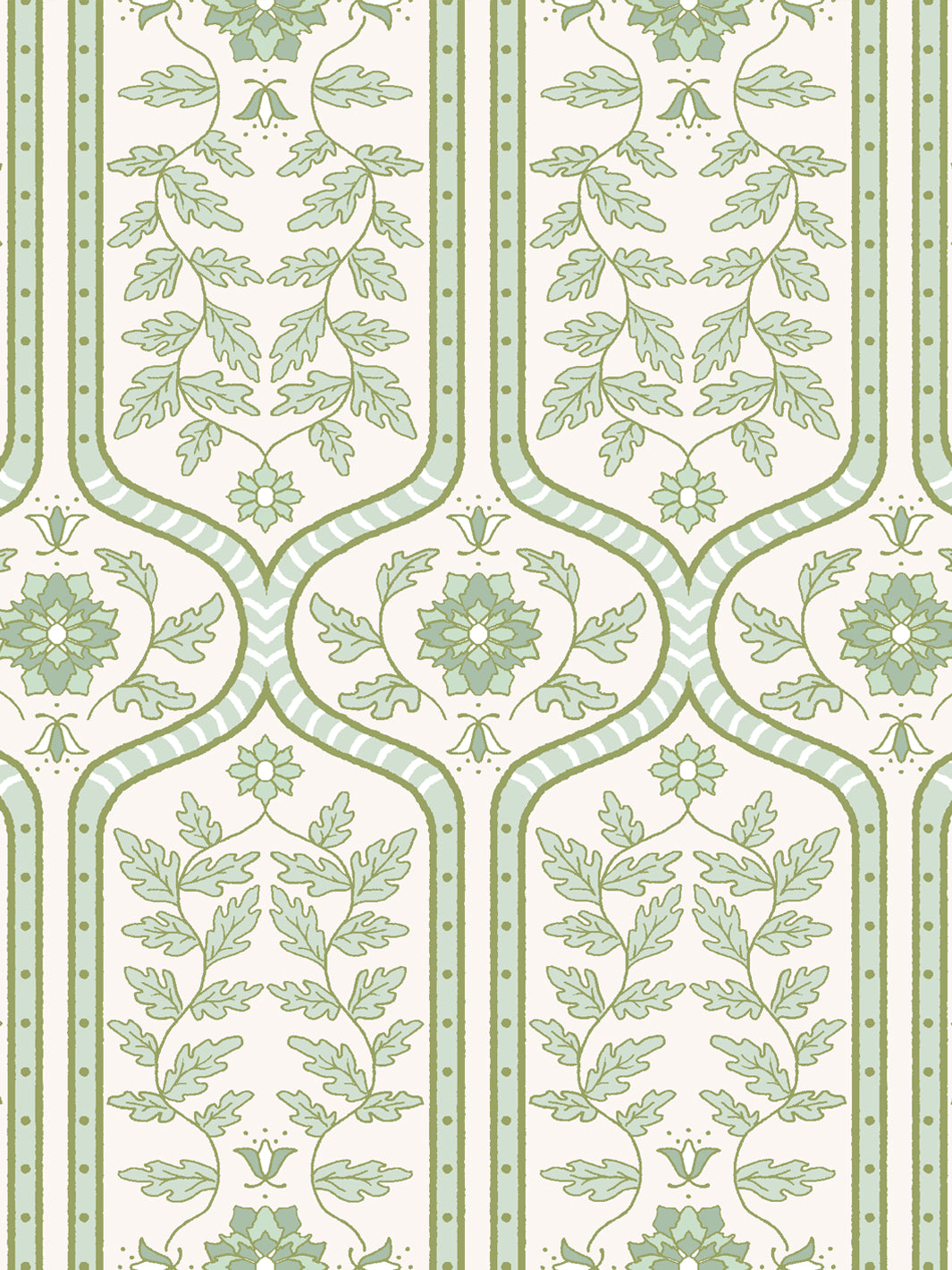 'Delilah' Wallpaper by Wallshoppe - Almond Mint - Detail