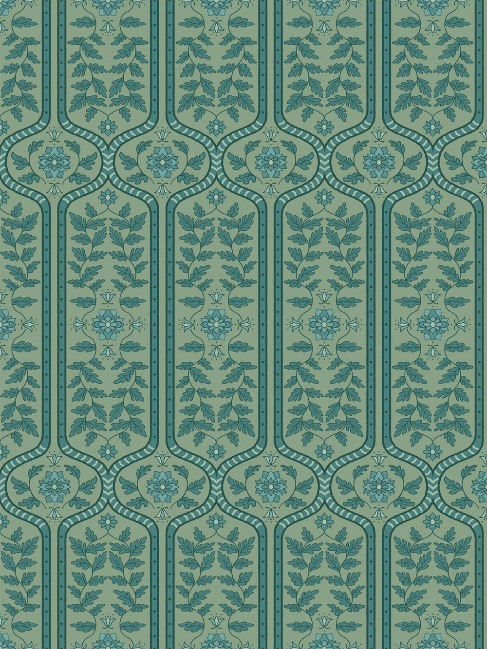 'Delilah' Wallpaper by Wallshoppe - Deep Teal Ivy - Design