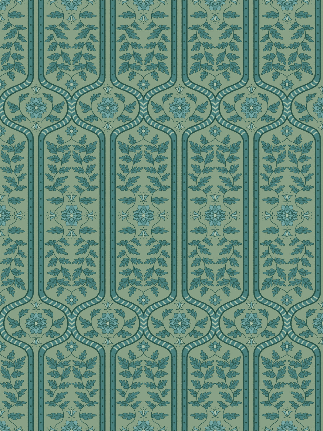 'Delilah' Wallpaper by Wallshoppe - Deep Teal Ivy - Design