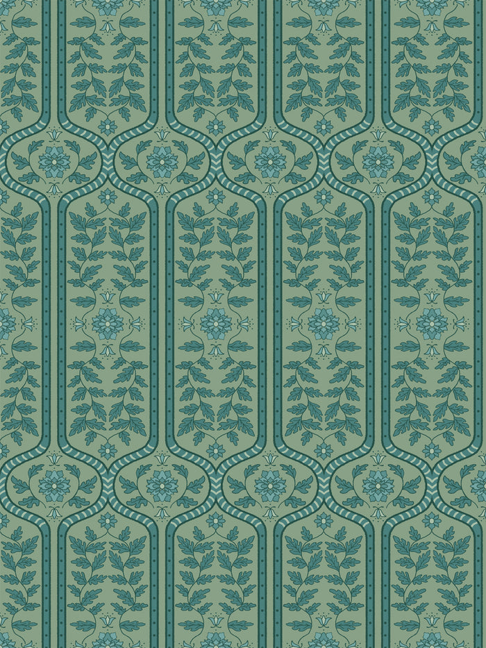 'Delilah' Wallpaper by Wallshoppe - Deep Teal Ivy