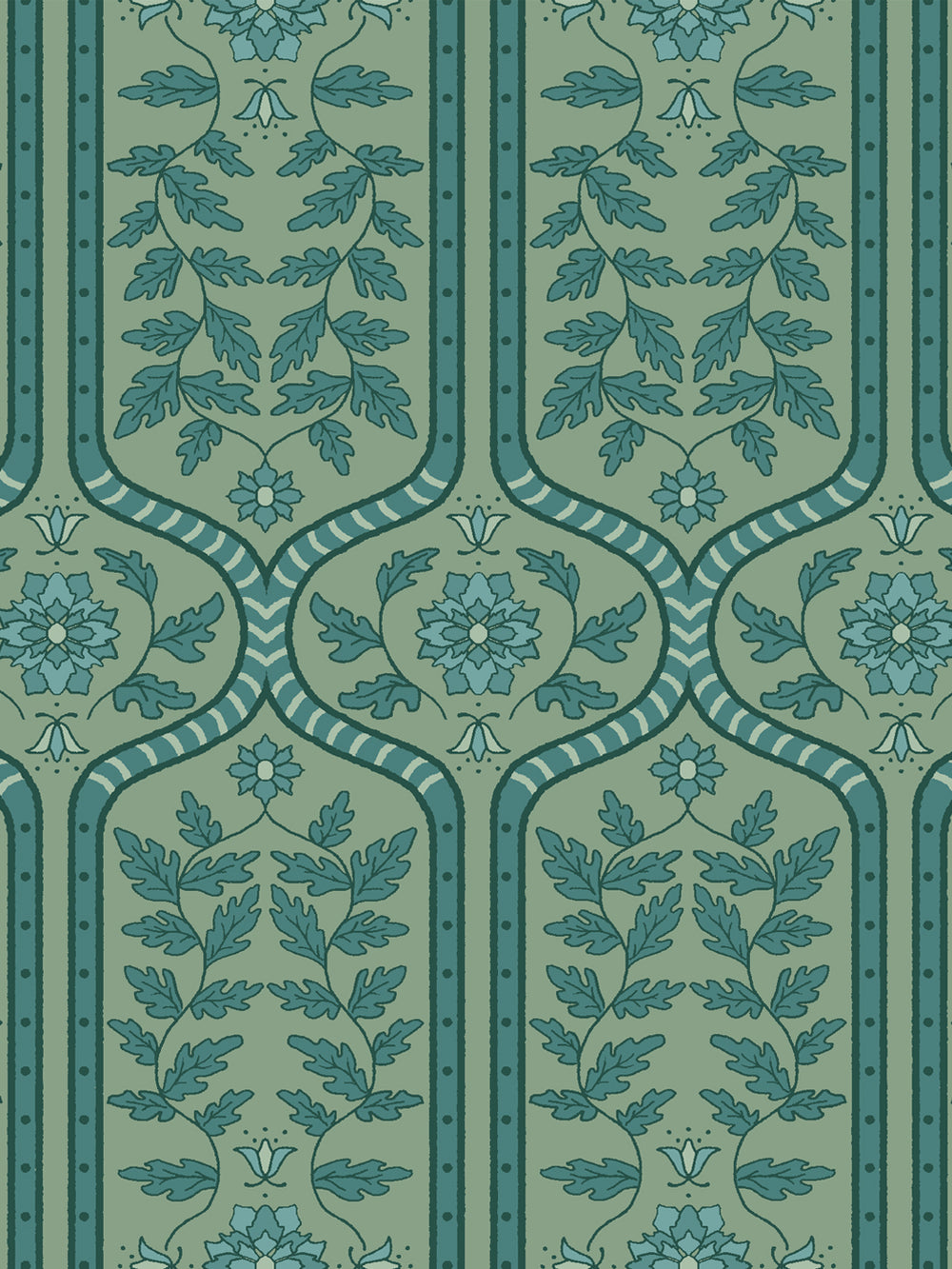 'Delilah' Wallpaper by Wallshoppe - Deep Teal Ivy - Detail