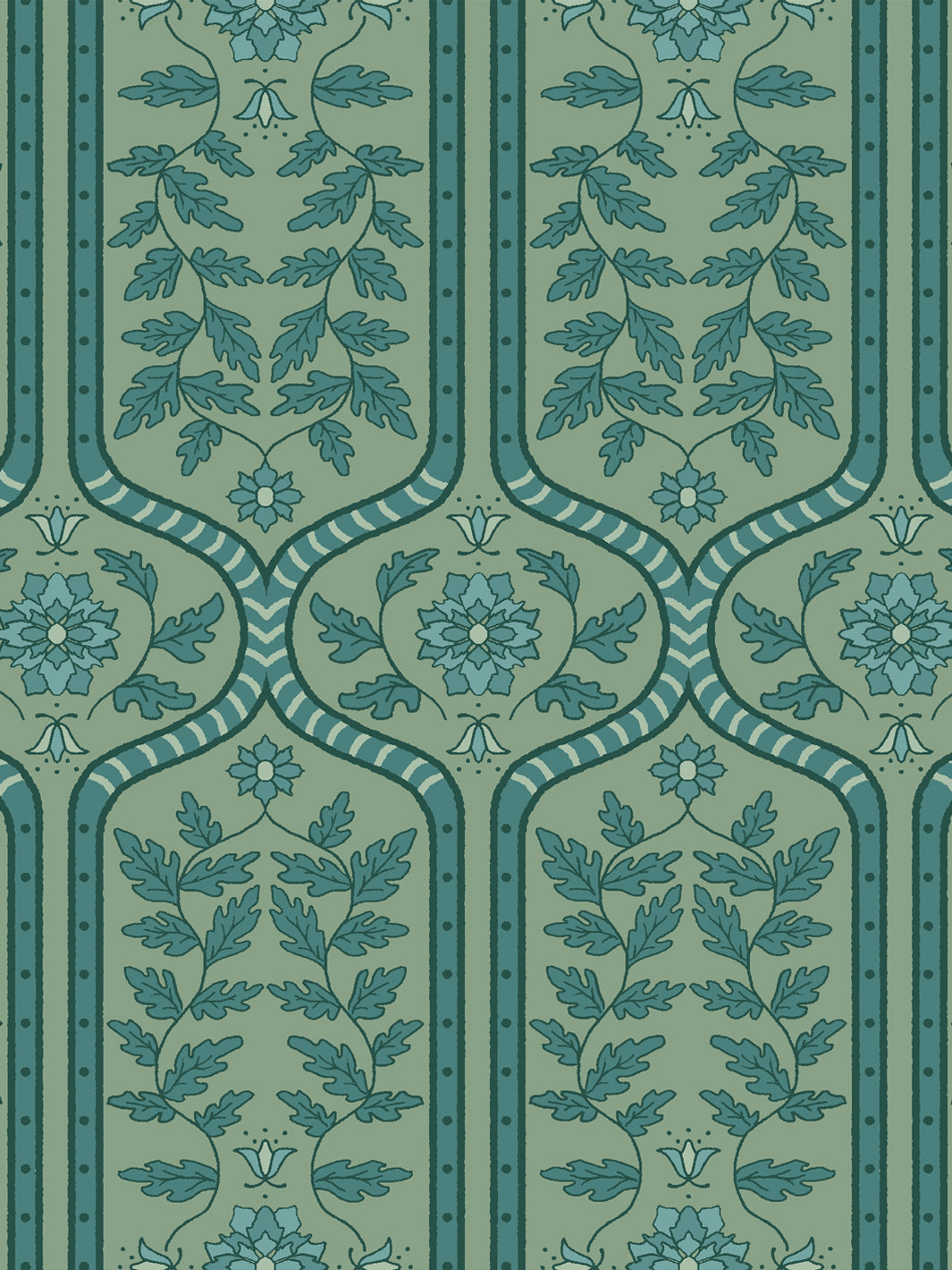 'Delilah' Wallpaper by Wallshoppe - Deep Teal Ivy - Detail