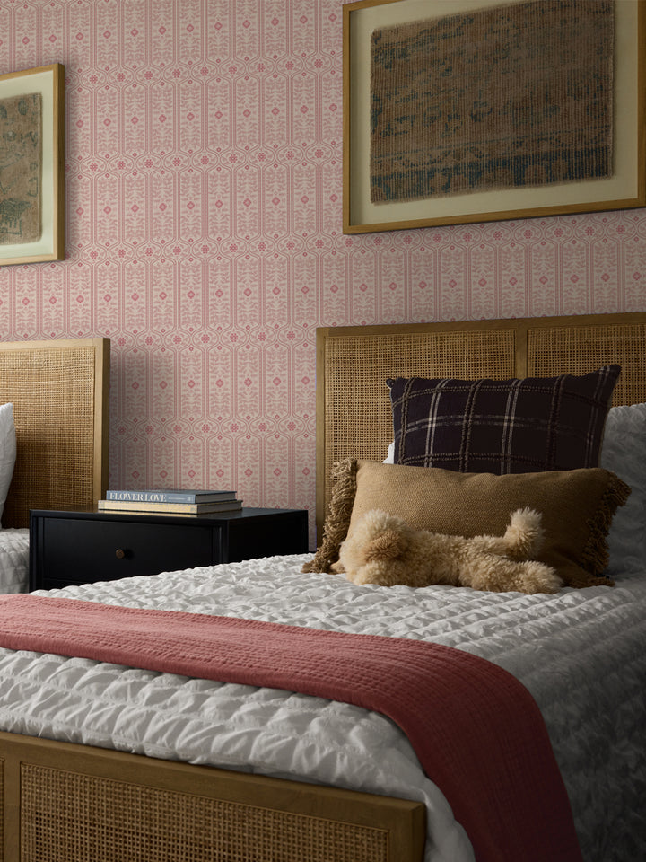 'Delilah' Wallpaper by Wallshoppe - Soft Petal - Room Shot