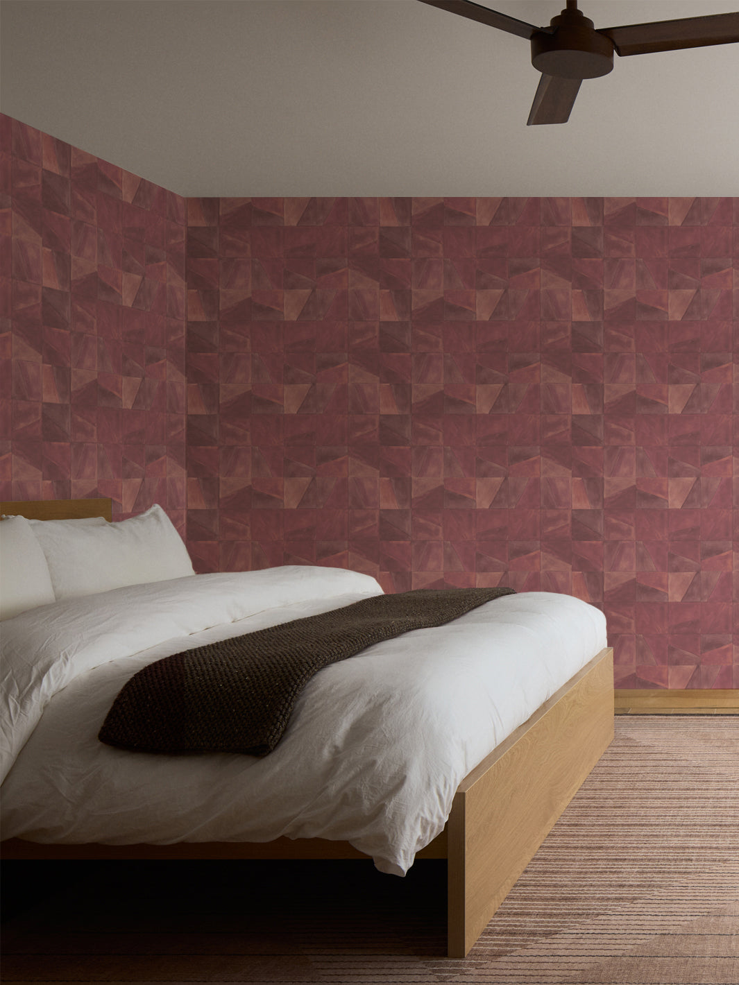 'Desert Clay' Wallpaper in Rose - Room Scene