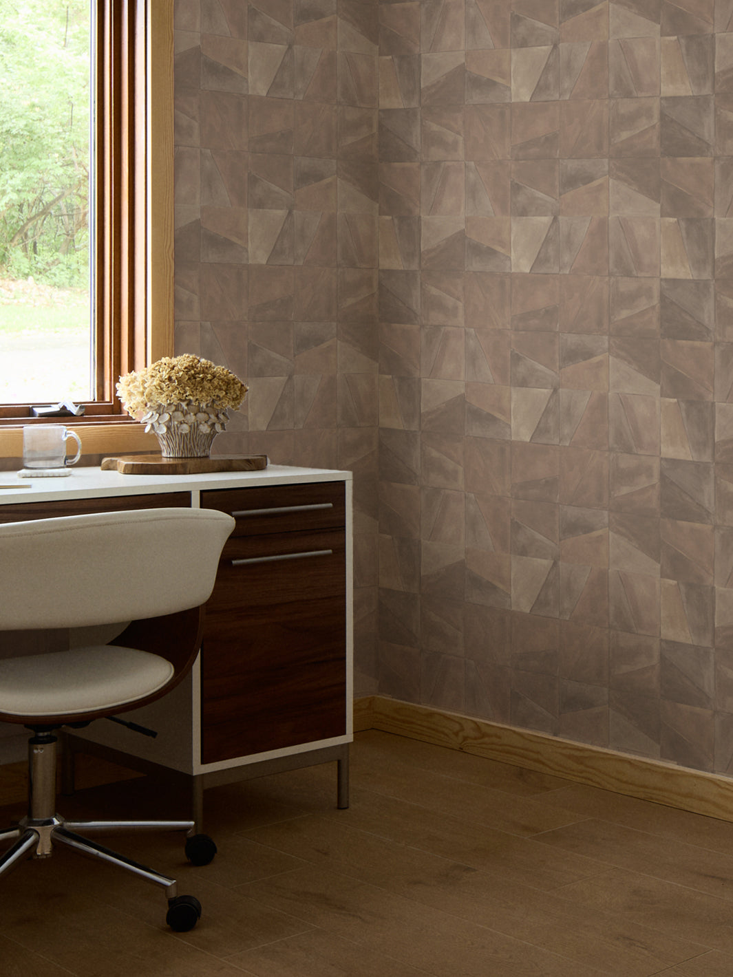 'Desert Clay' Wallpaper in Sand - Room Scene