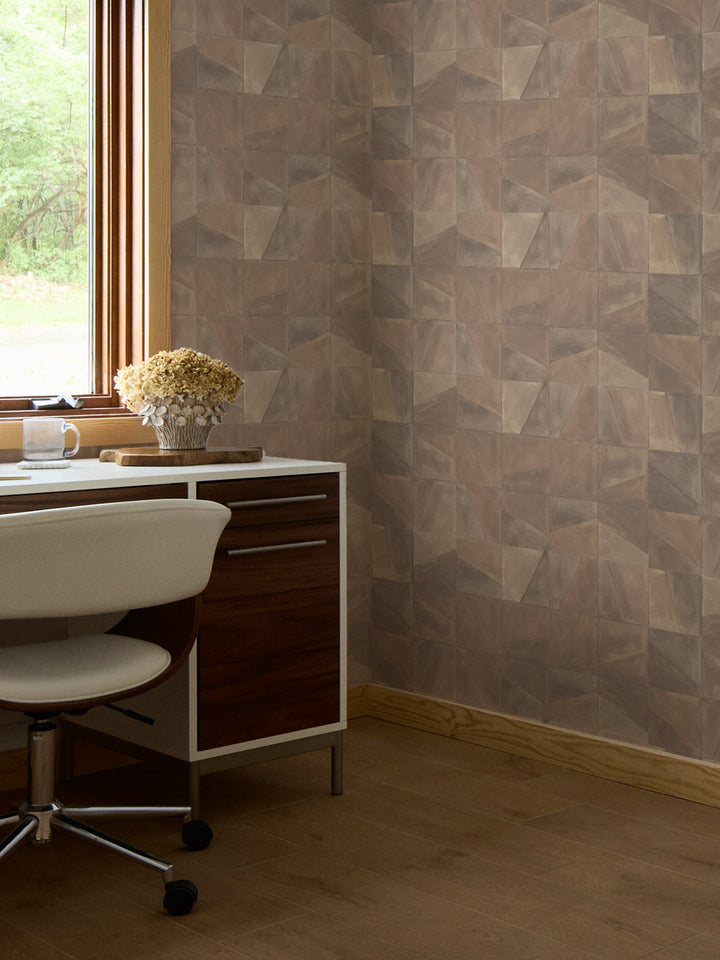 'Desert Clay' Wallpaper in Sand - Room Scene