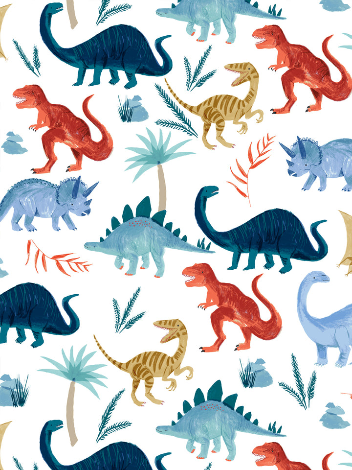 'Dinosaur Kingdom' Gift Wrap by Meri Meri - White