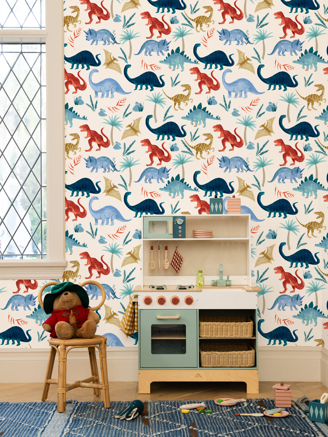 'Dinosaur Kingdom' Wallpaper by Meri Meri - Cream