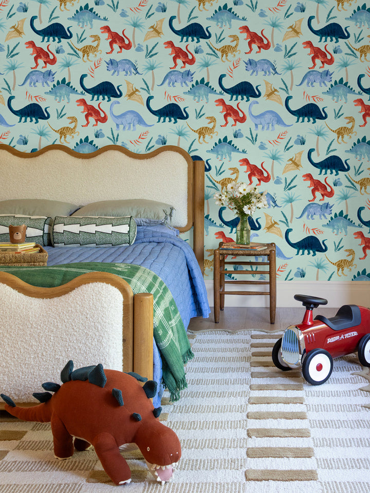 'Dinosaur Kingdom' Wallpaper by Meri Meri - Mint