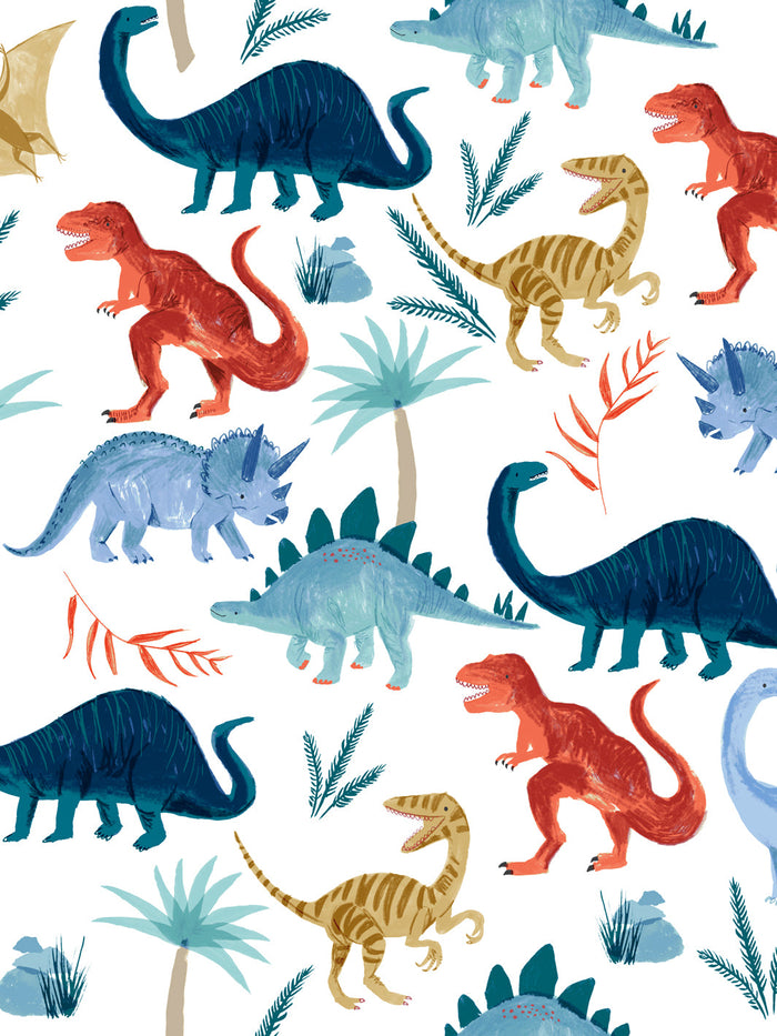 'Dinosaur Kingdom' Wallpaper by Meri Meri - White