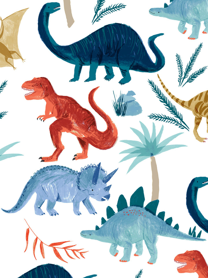 'Dinosaur Kingdom' Wallpaper by Meri Meri - White