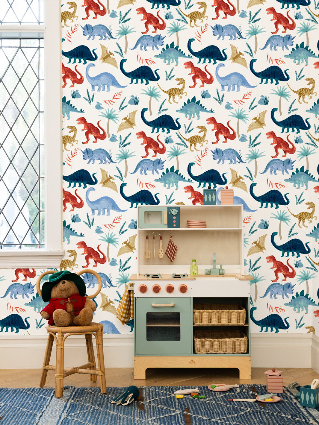 'Dinosaur Kingdom' Wallpaper by Meri Meri - White