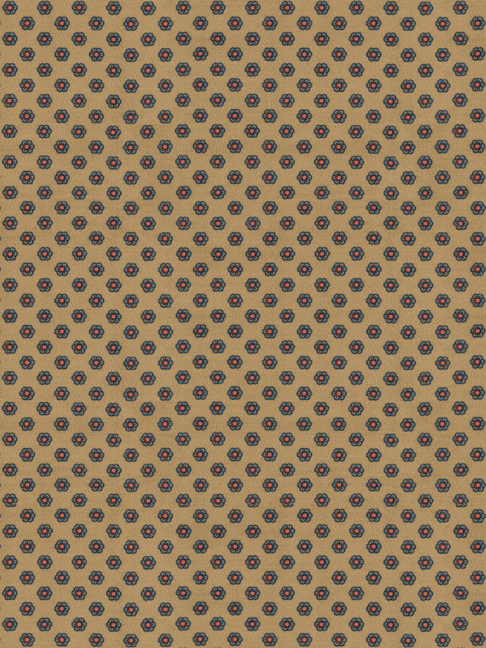 'Ditsy Flower' Wallpaper by Chris Benz - Blue Red On Brown