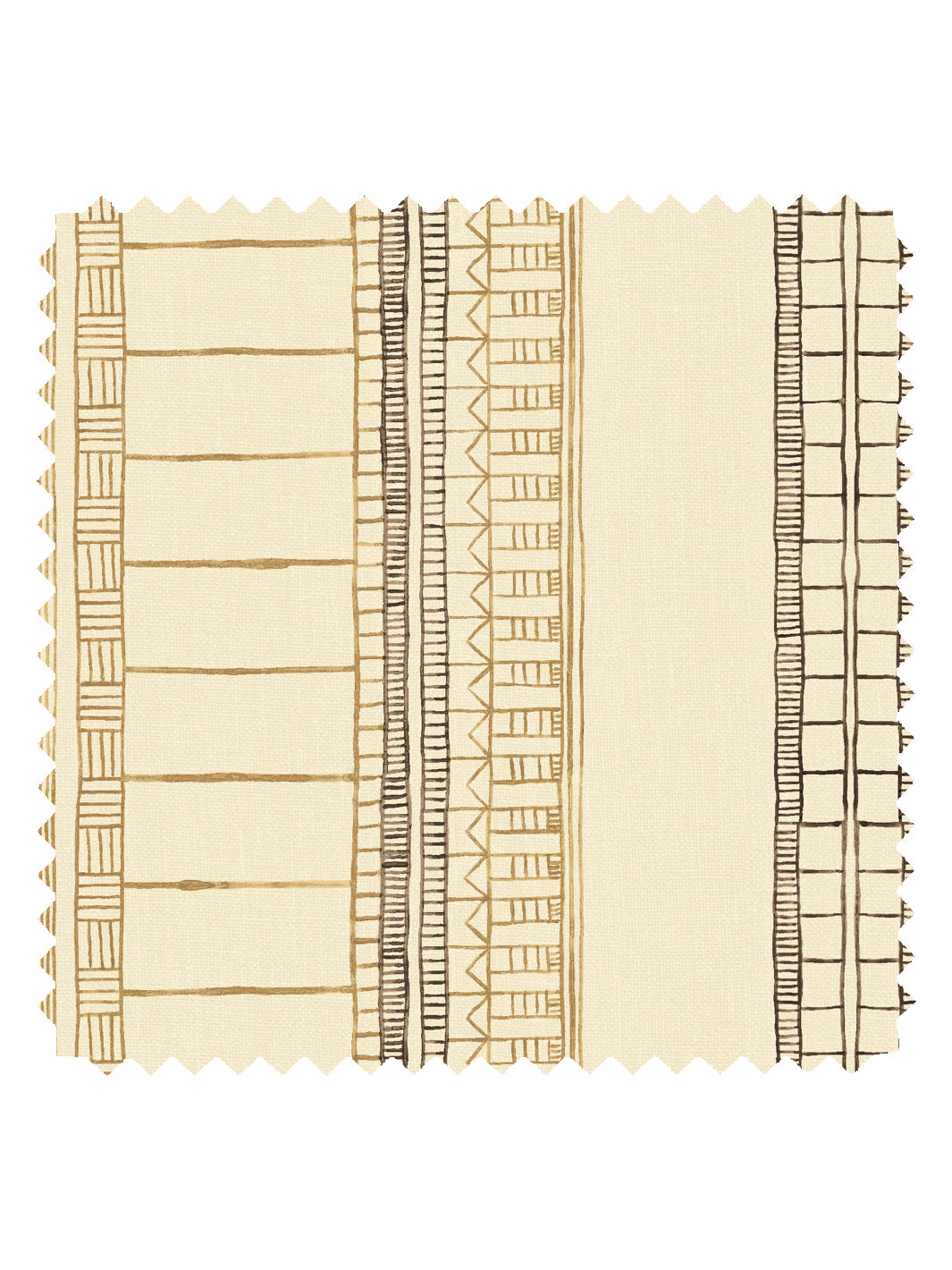 'Doodle Stripe' Tea Stained Linen Fabric by Nathan Turner - Gold Brown