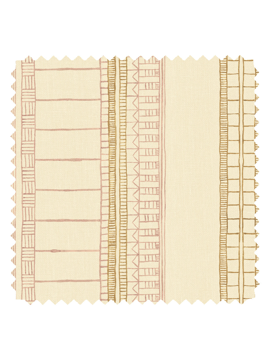 'Doodle Stripe' Tea Stained Linen Fabric by Nathan Turner - Pink Gold