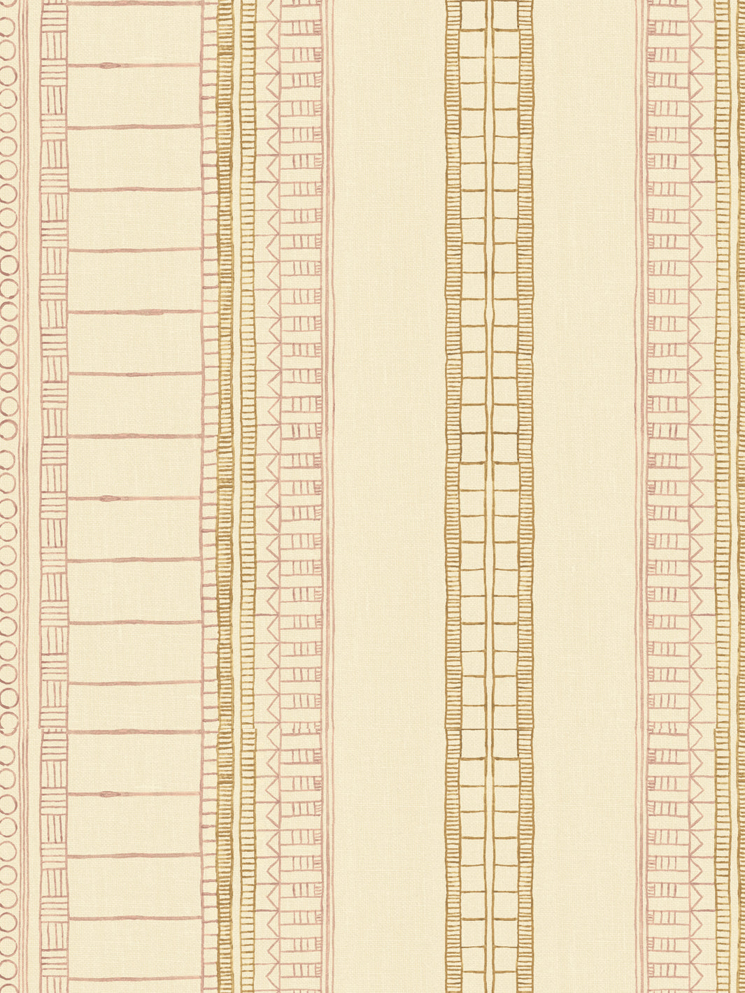 'Doodle Stripe' Tea Stained Linen Fabric by Nathan Turner - Pink Gold