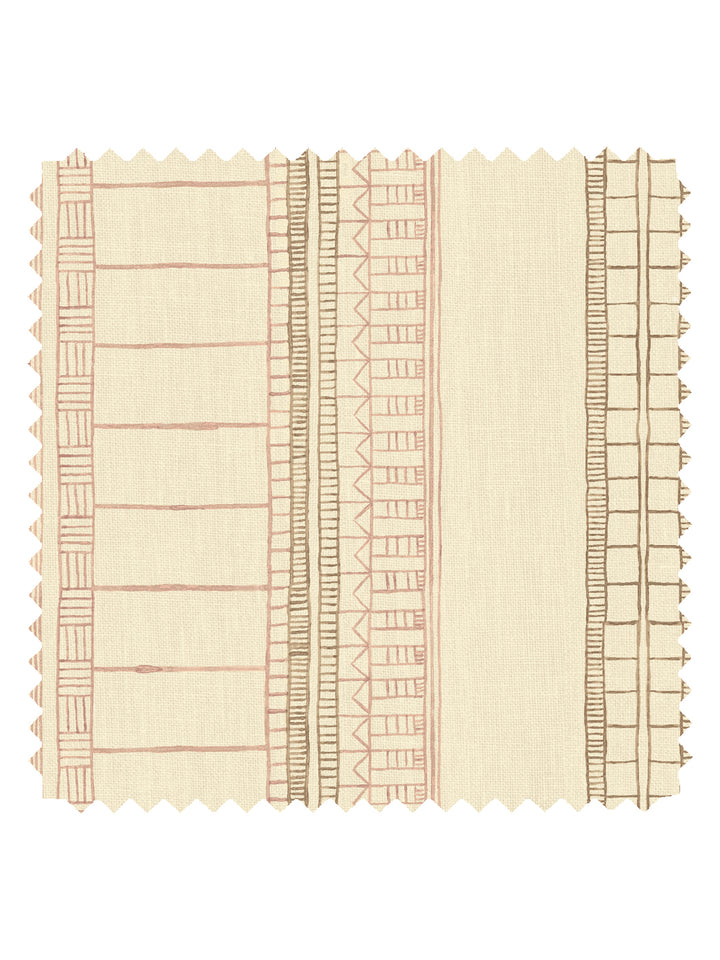 'Doodle Stripe' Tea Stained Linen Fabric by Nathan Turner - Pink Neutral