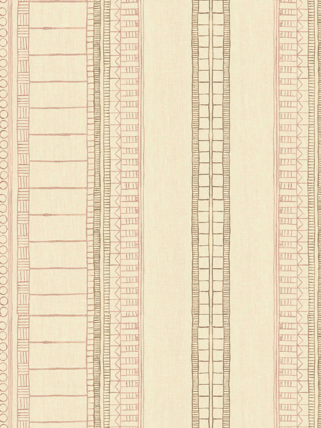 'Doodle Stripe' Tea Stained Linen Fabric by Nathan Turner - Pink Neutral